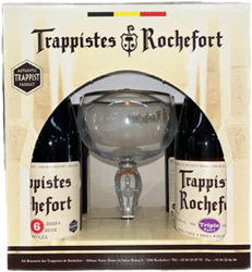 Trappistes Rochefort 4 x 33 cl Geschenkverpakking + Glas
